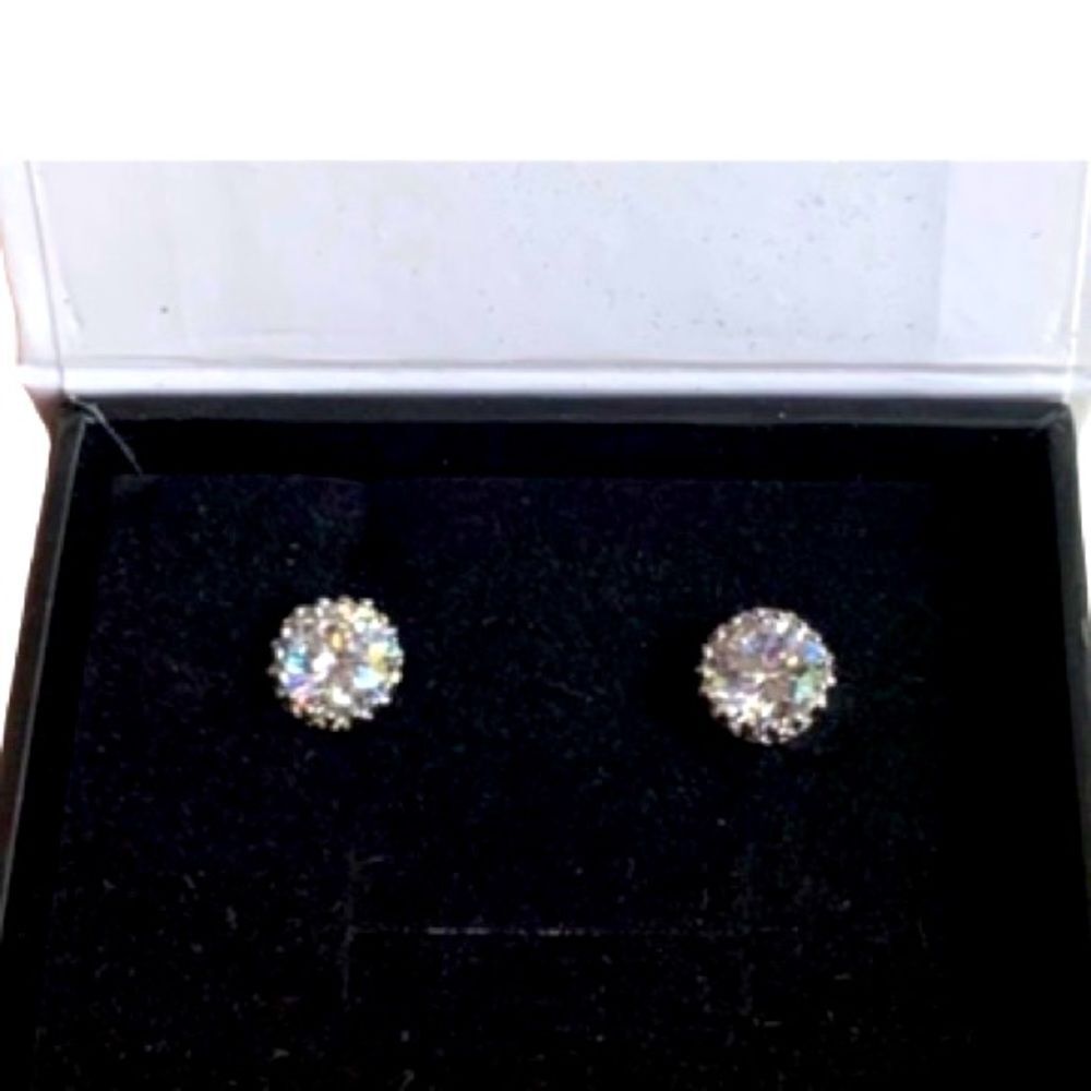 Cate & Chloe Stud Earrings Cubic Zirconia Silver Plated Round